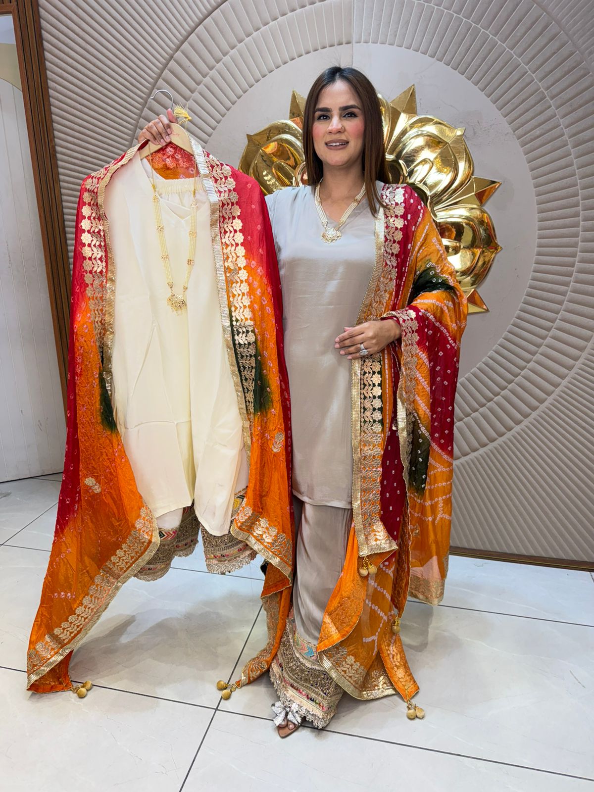 Elegant Suit With Printed Dupatta PC2841