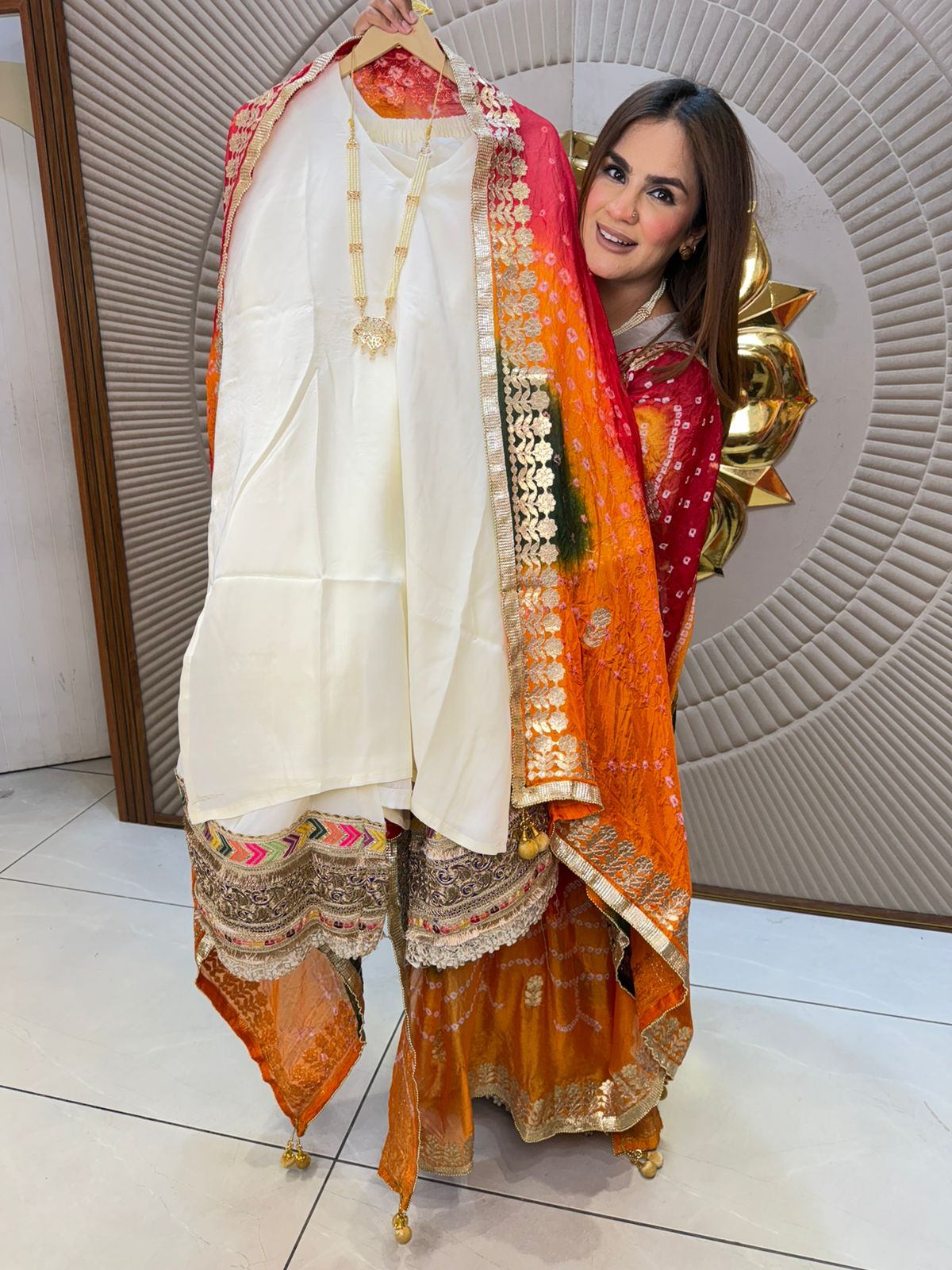 Elegant Suit With Printed Dupatta PC2841