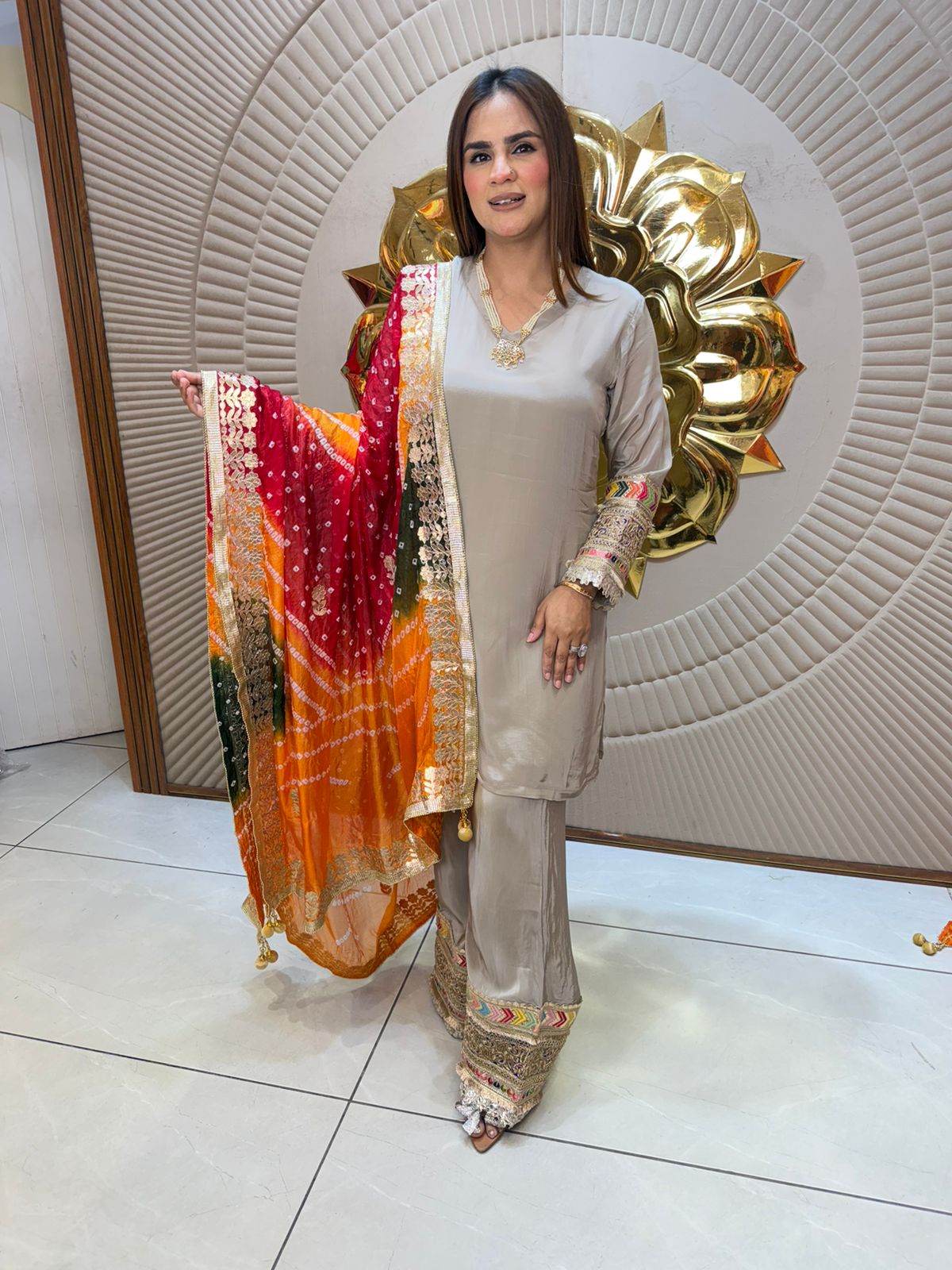 Elegant Suit With Printed Dupatta PC2841