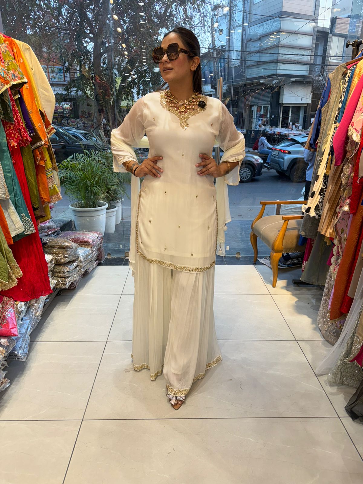 White Suit With Sharara PC2616