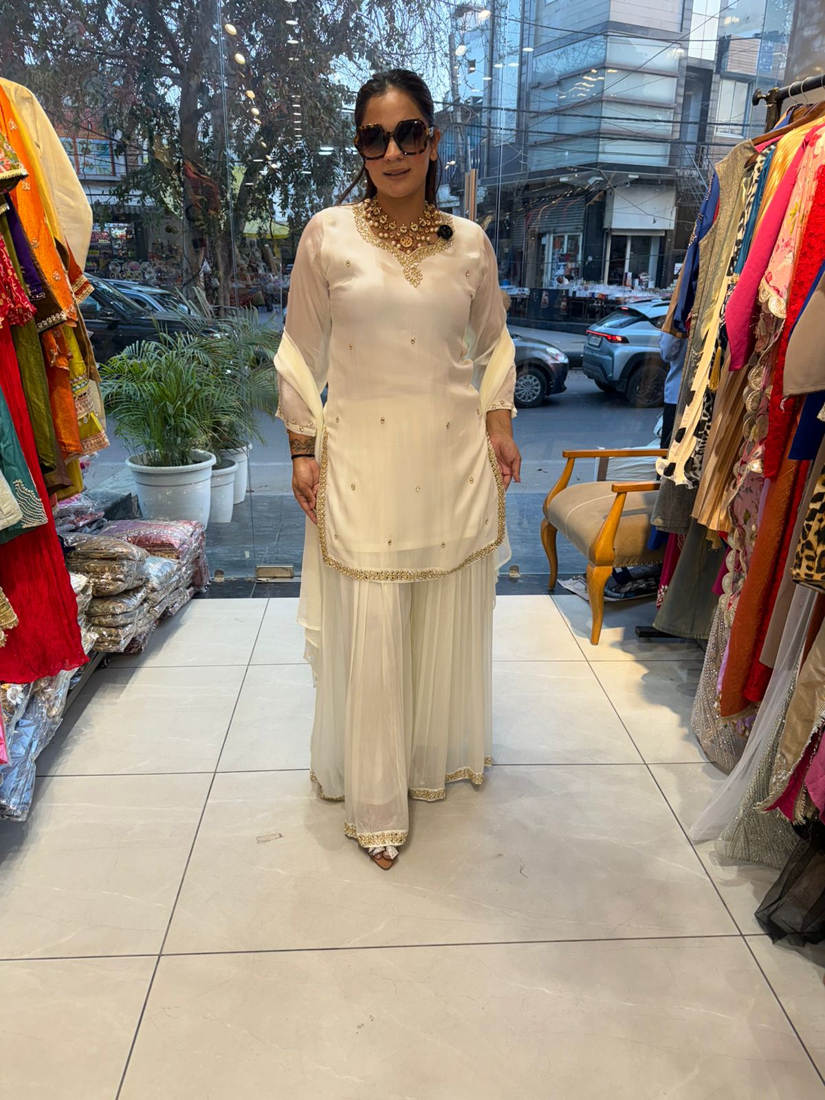 White Suit With Sharara PC2616
