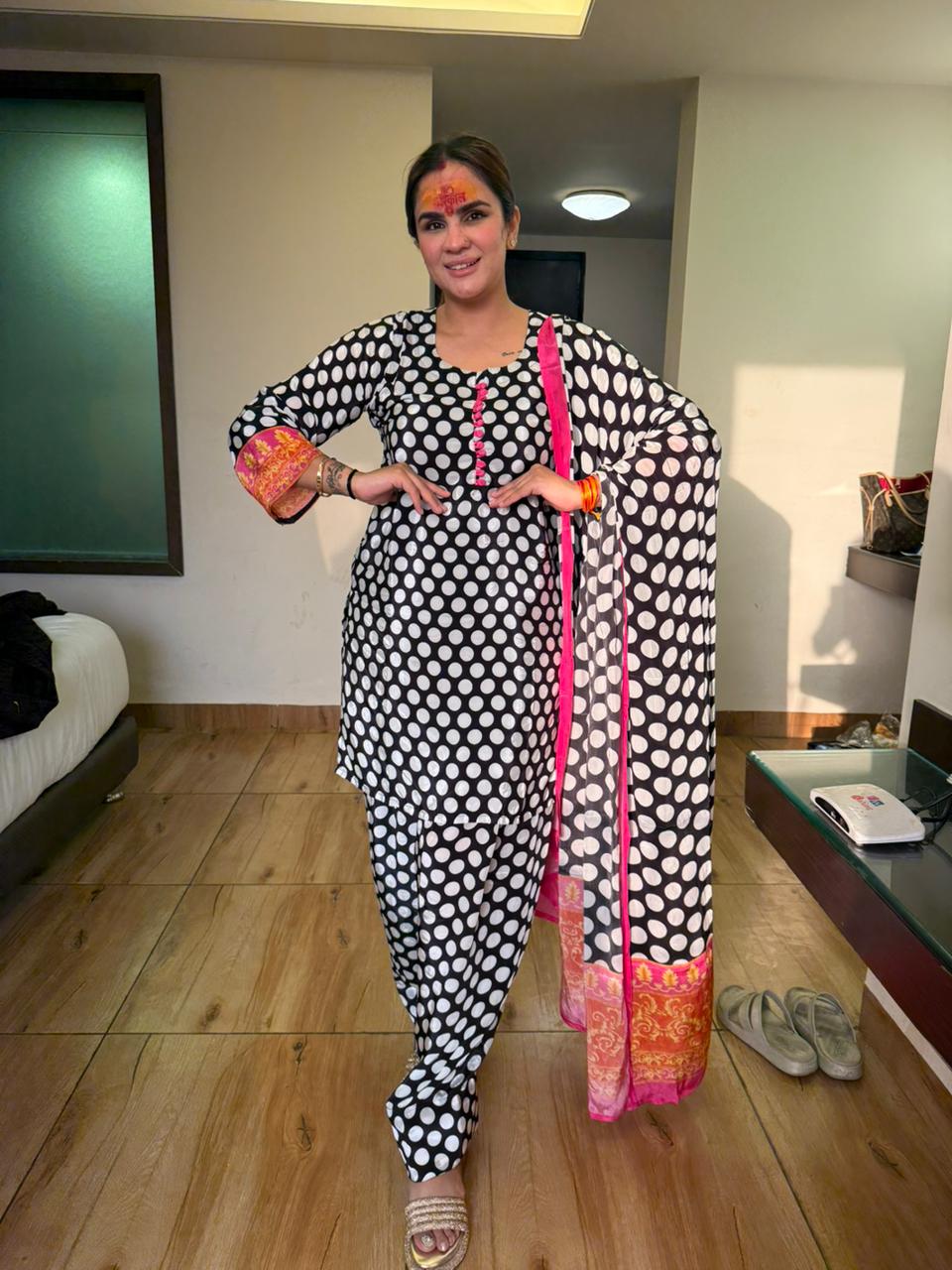 Stunning Polka Dots Print Suit PC2673