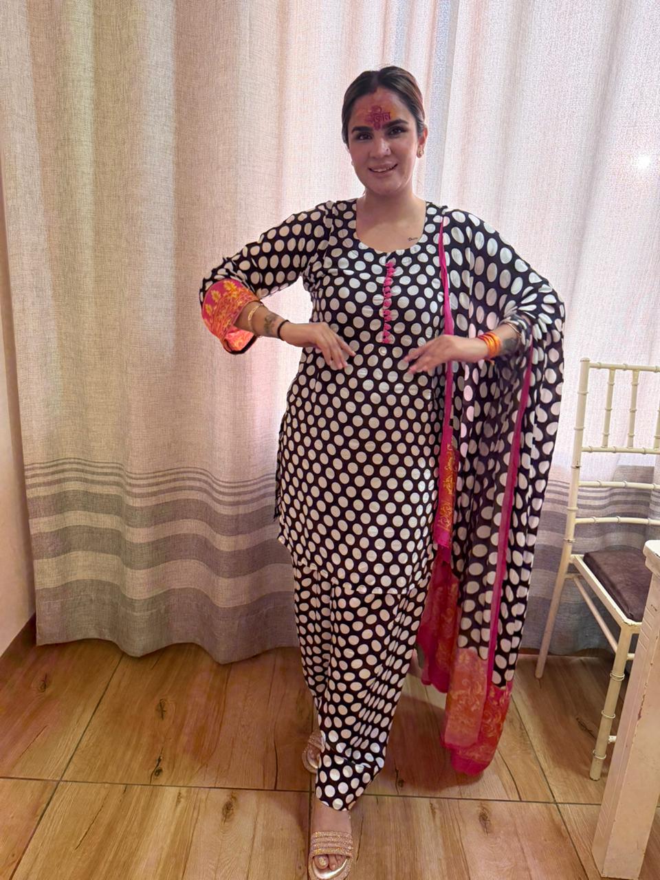 Stunning Polka Dots Print Suit PC2673