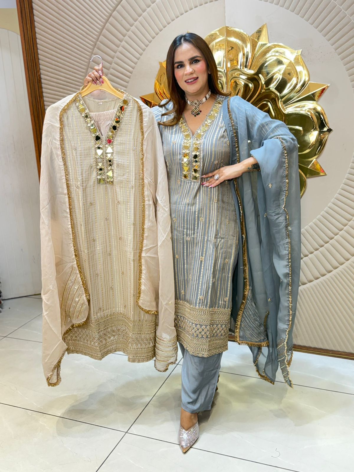 Beautiful Mirror Work Suit PC2711