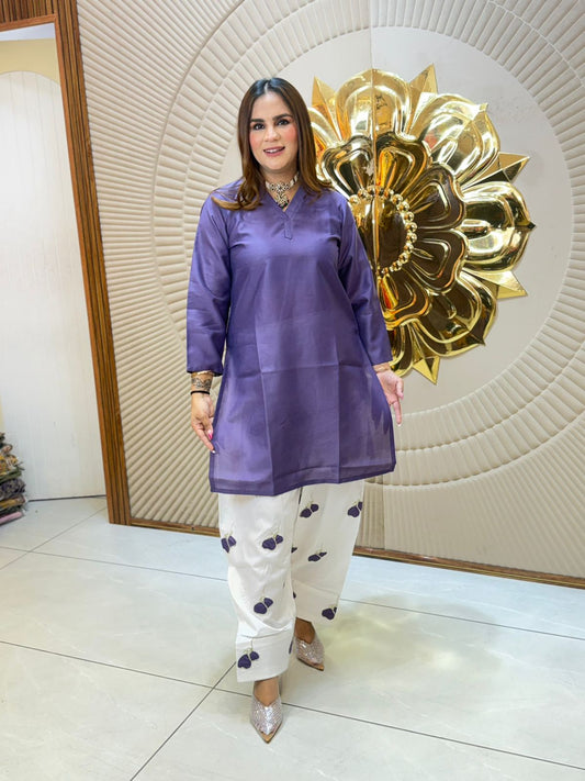 Beautiful V-Neck Kurti Co-Ord Set PC2713