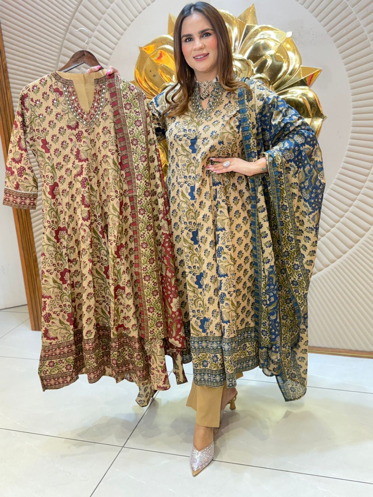 Beautiful Floral Print Anarkali Suit PC2717