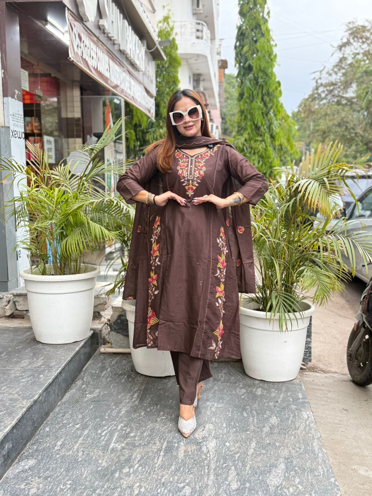 Beautiful Floral Embroidery Work Suit PC2730