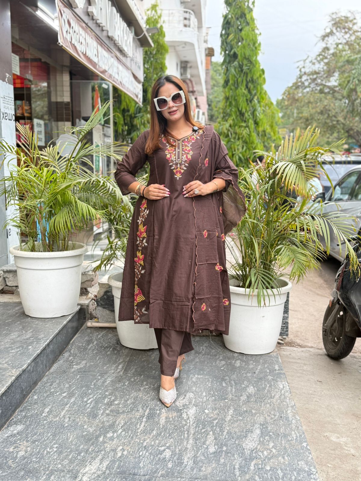 Beautiful Floral Embroidery Work Suit PC2730