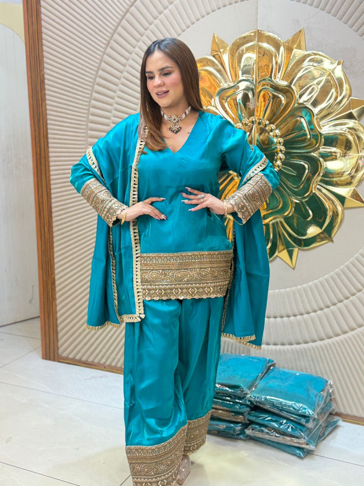 Beautiful Suit With Lace Work PC2746