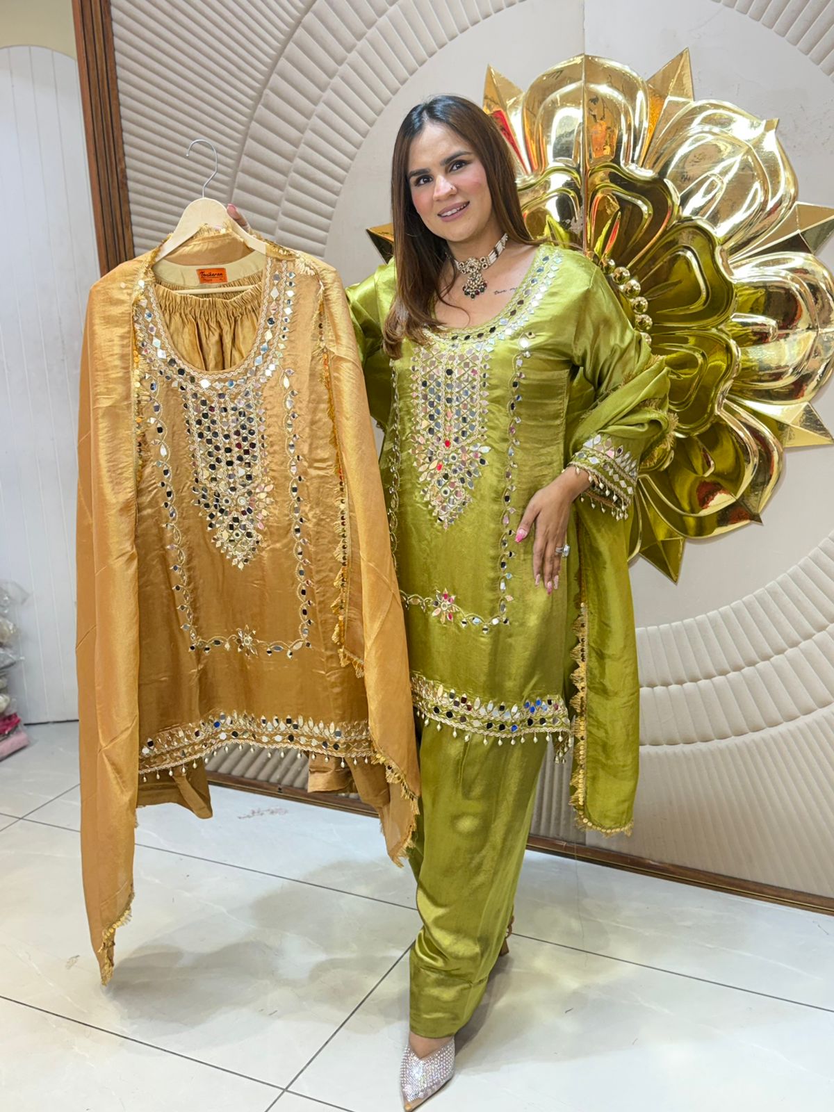Stunning Beautiful Mirror Work Suit PC2750
