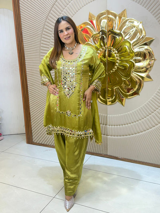 Stunning Beautiful Mirror Work Suit PC2750
