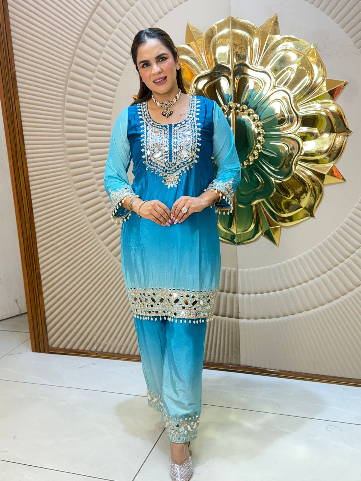 Beautiful Mirror Work Suit PC2757