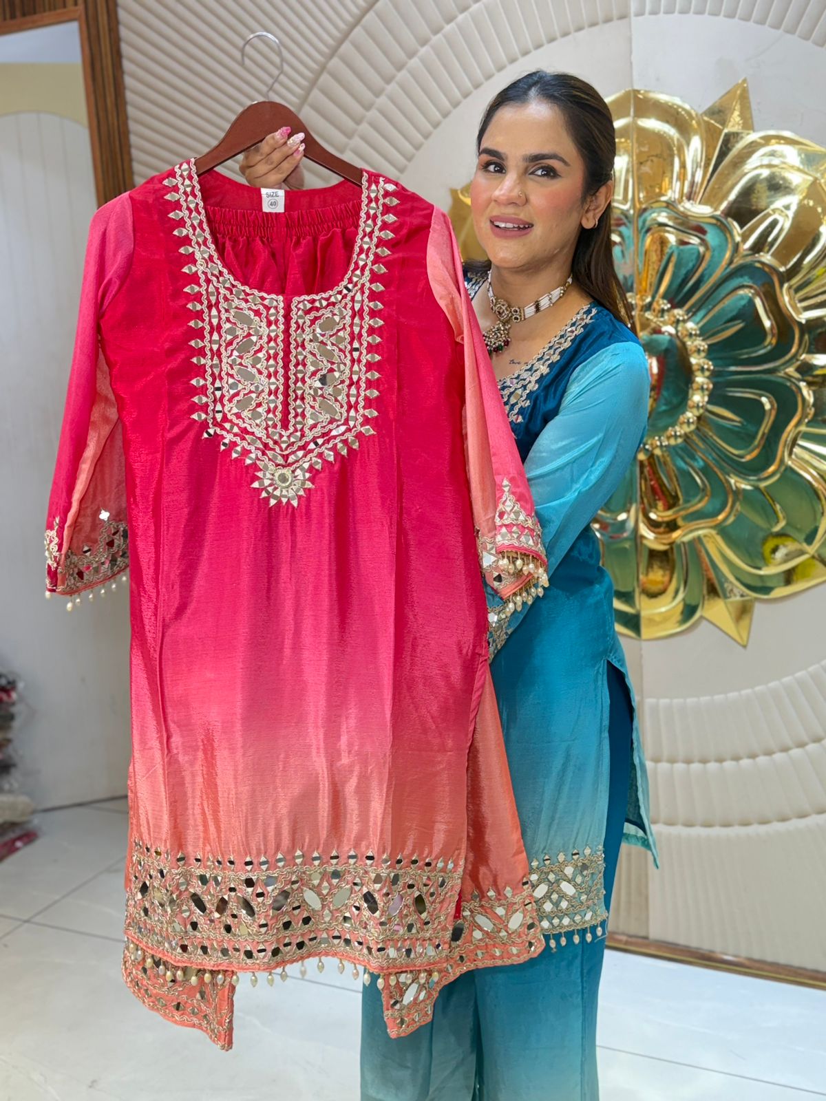 Beautiful Mirror Work Suit PC2757