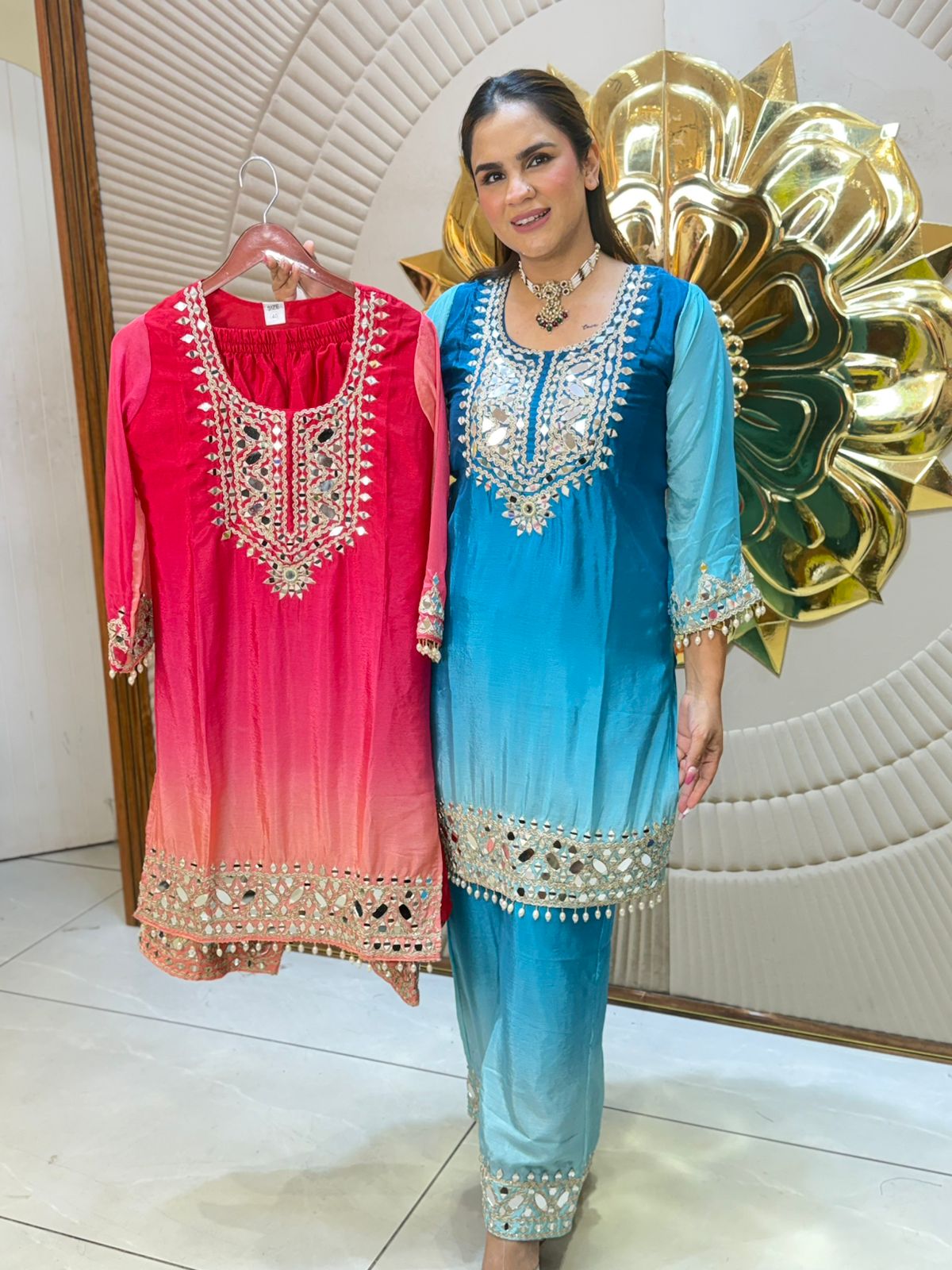 Beautiful Mirror Work Suit PC2757