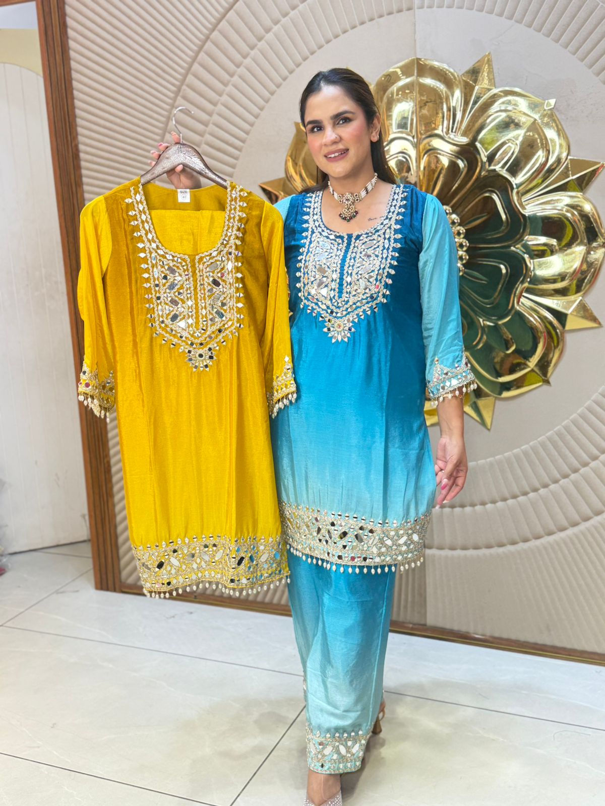 Beautiful Mirror Work Suit PC2757