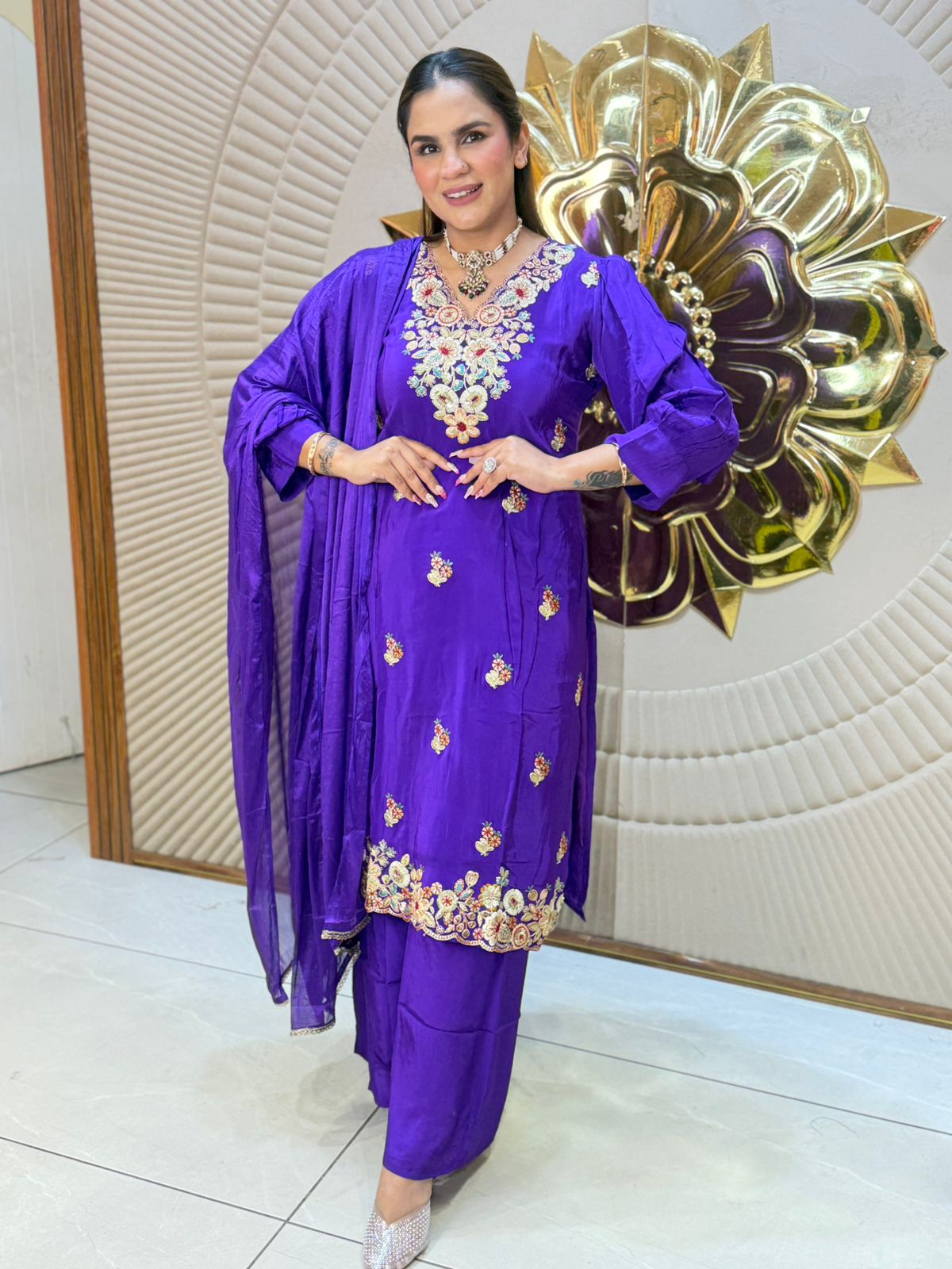 Stunning Flower Work Suit  PC2758