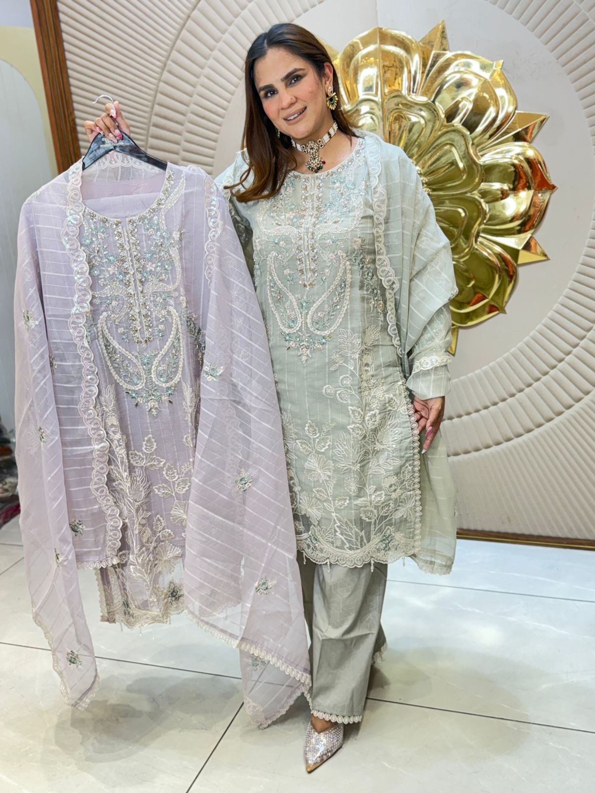 Beautiful Long Suit With Embroidery Work PC2795