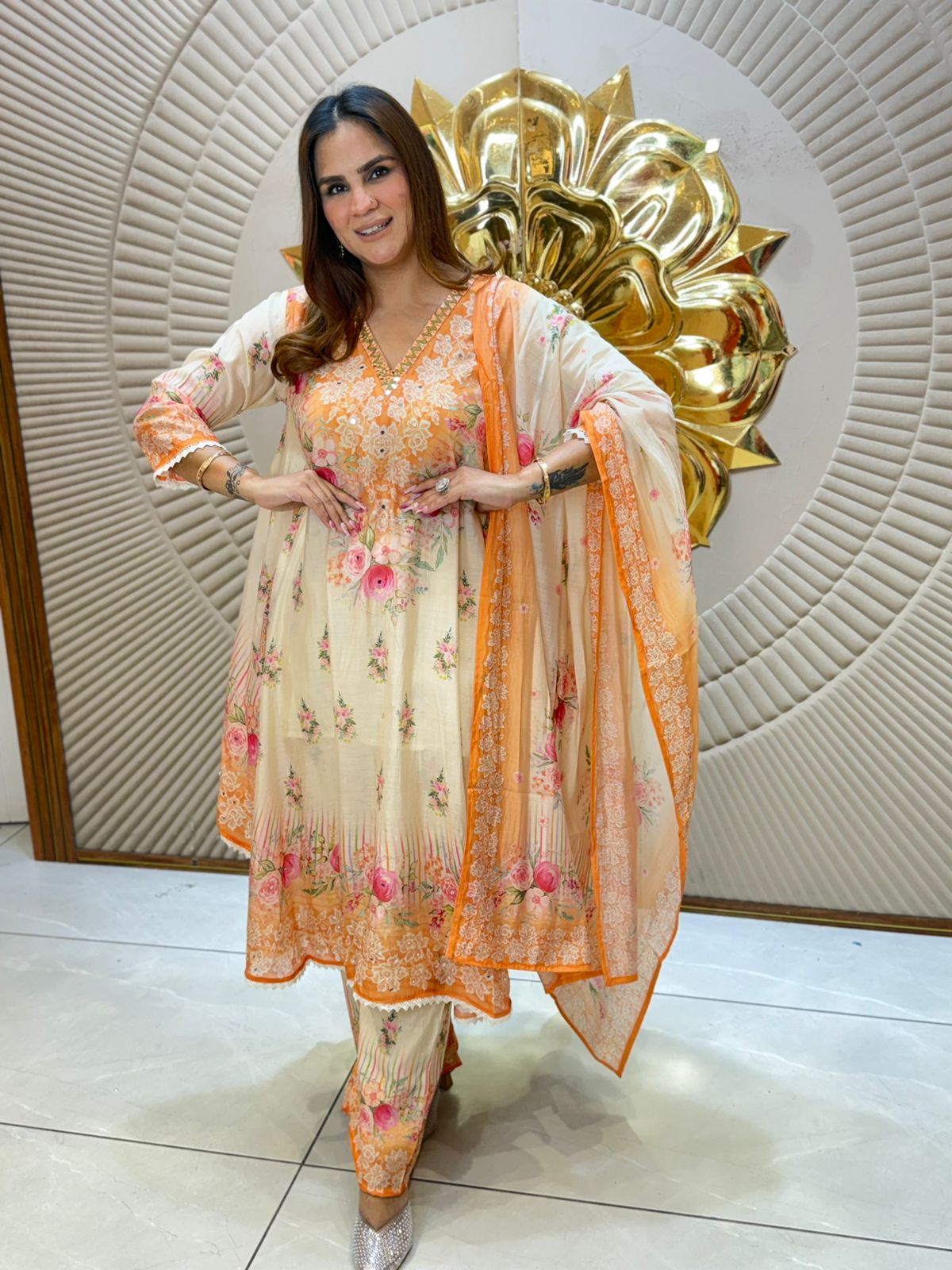 Beautiful Floral Print Anarkali Suit PC2799