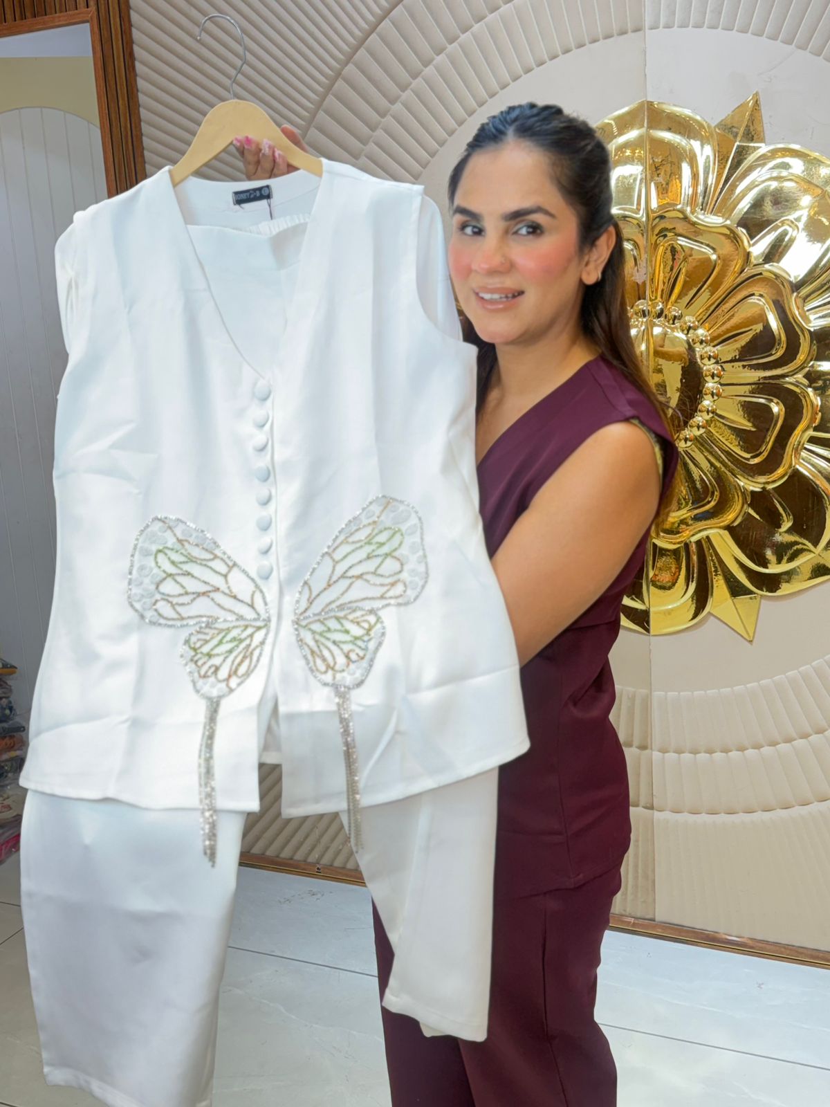 Beautiful Co-Ord Set With Butterfly Work PC2808