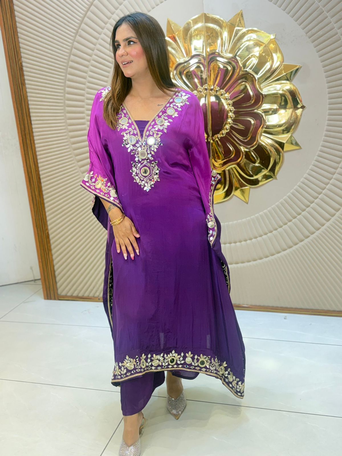 Beautiful Kaftan With Mirror Work PC2818