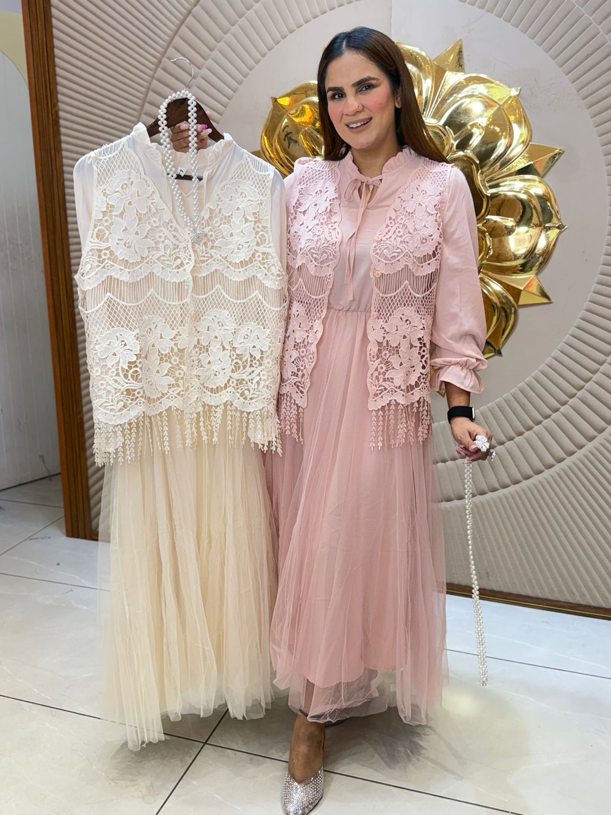 Beautiful Long Dress With Shrug PC2825