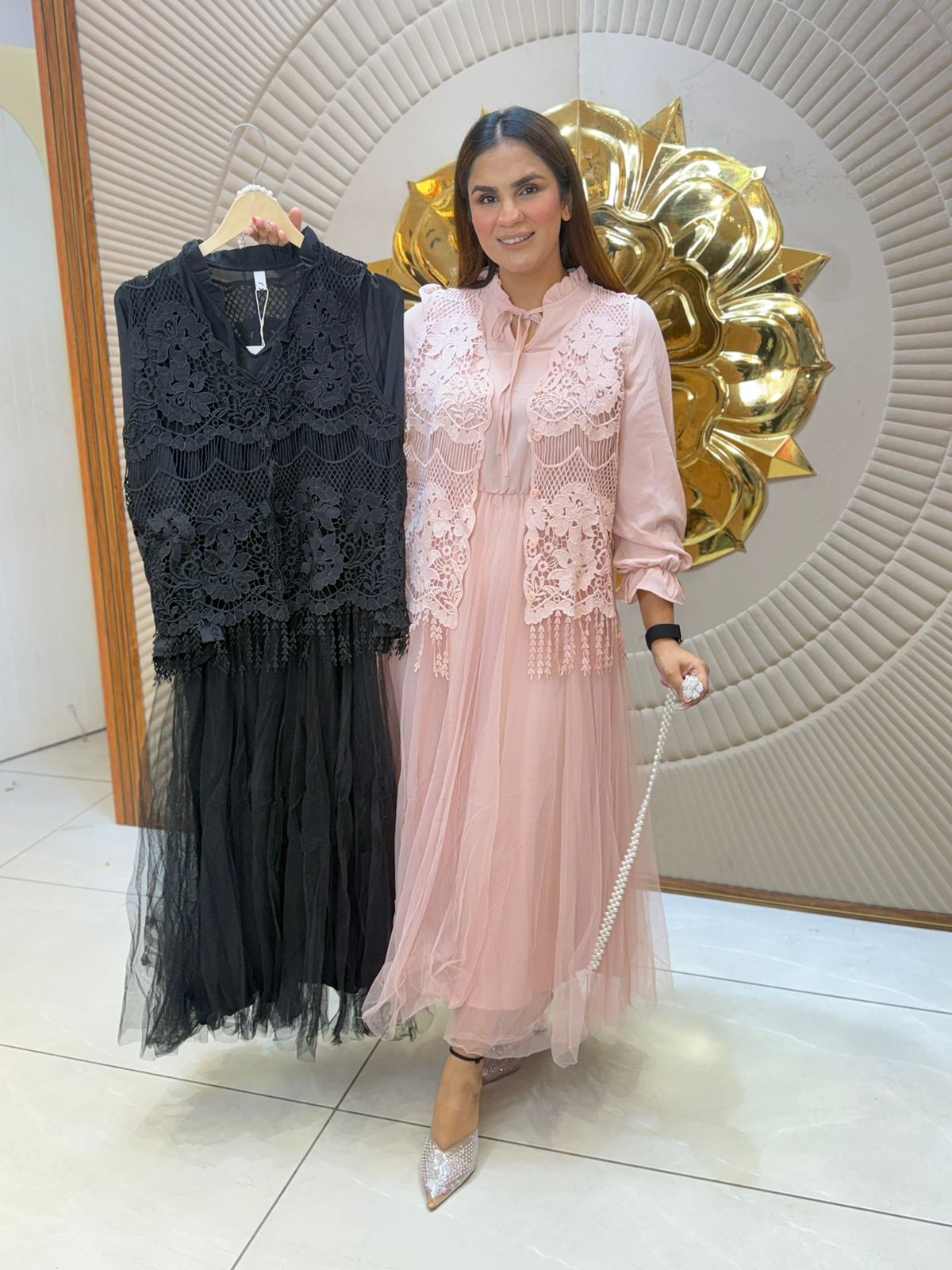 Beautiful Long Dress With Shrug PC2825