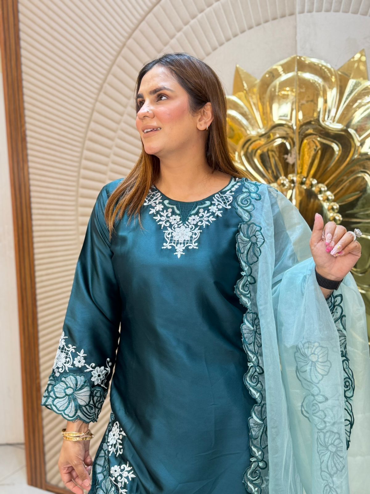 Stunning Laser Cut Floral Work Suit PC2828