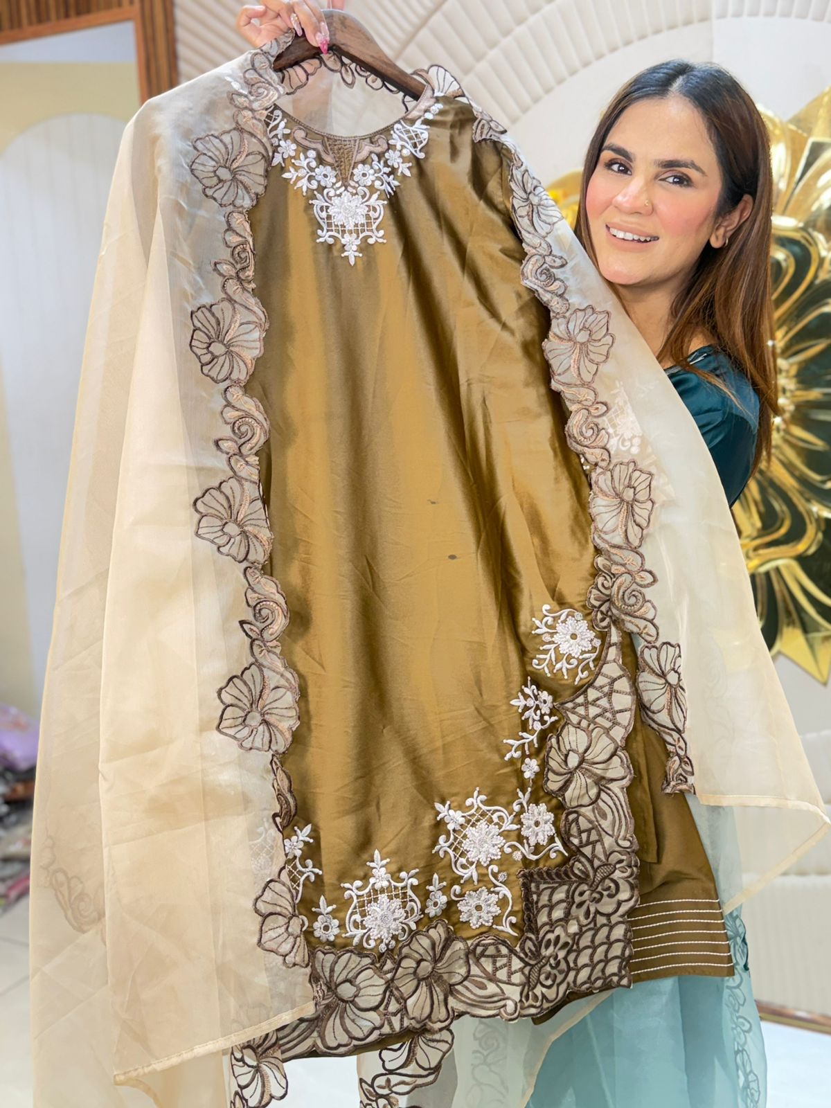 Stunning Laser Cut Floral Work Suit PC2828