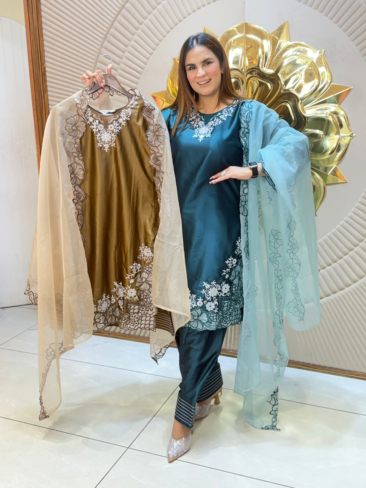 Stunning Laser Cut Floral Work Suit PC2828