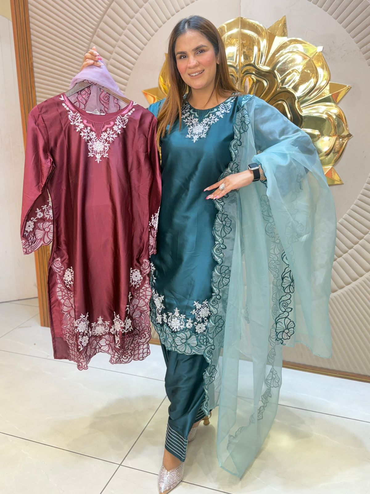 Stunning Laser Cut Floral Work Suit PC2828