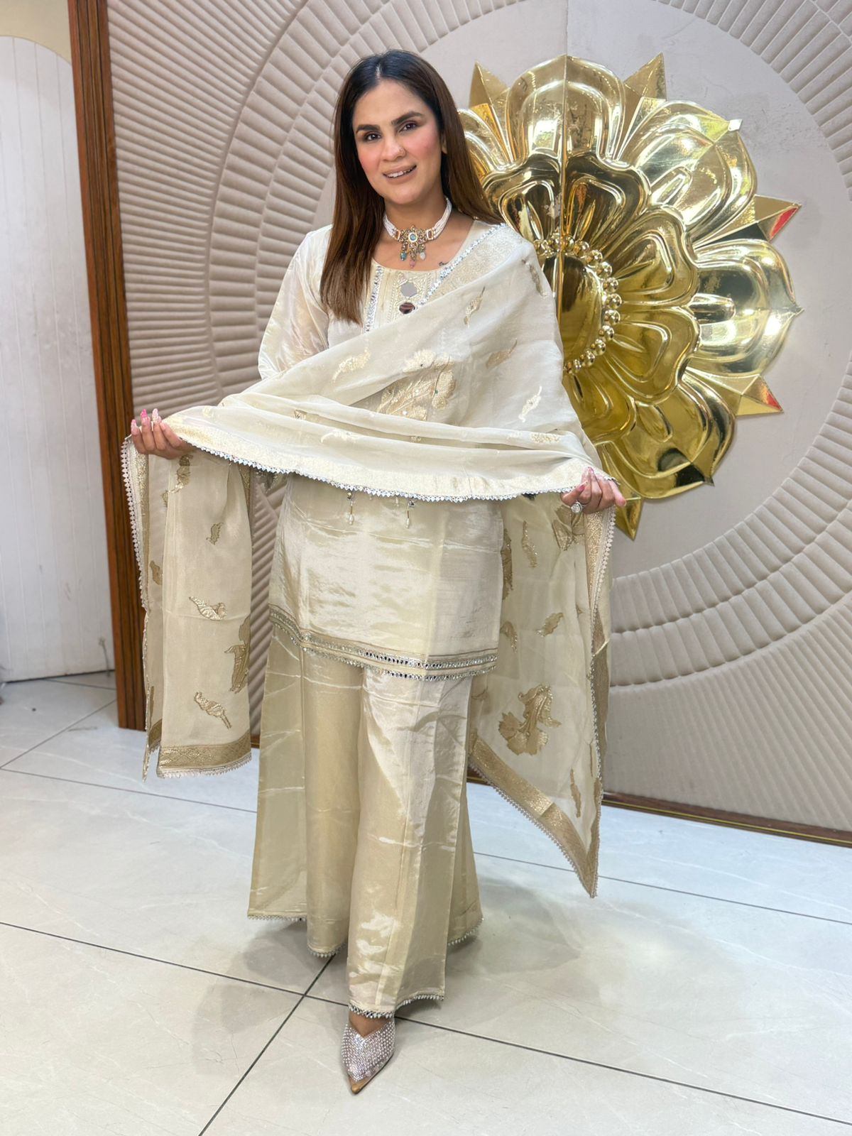 Beautiful Plazzo Suit With Banarasi Dupatta PC2830