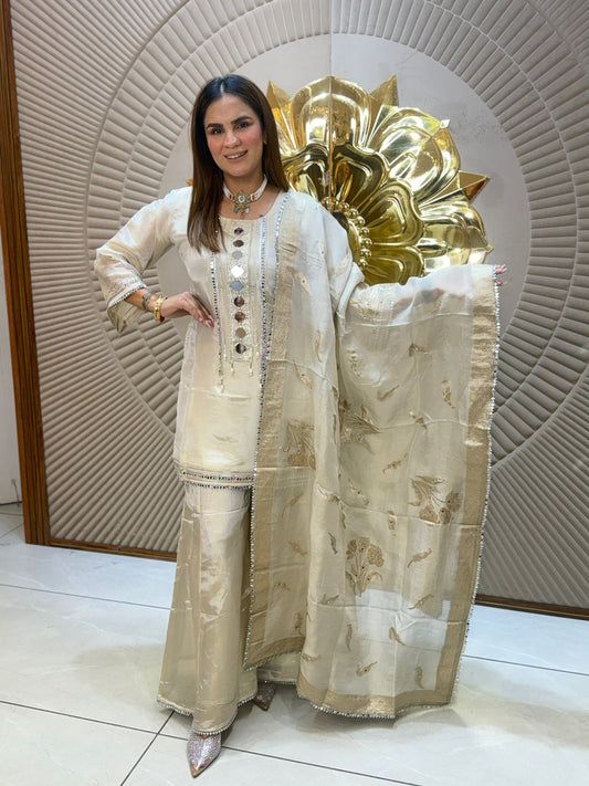 Beautiful Plazzo Suit With Banarasi Dupatta PC2830