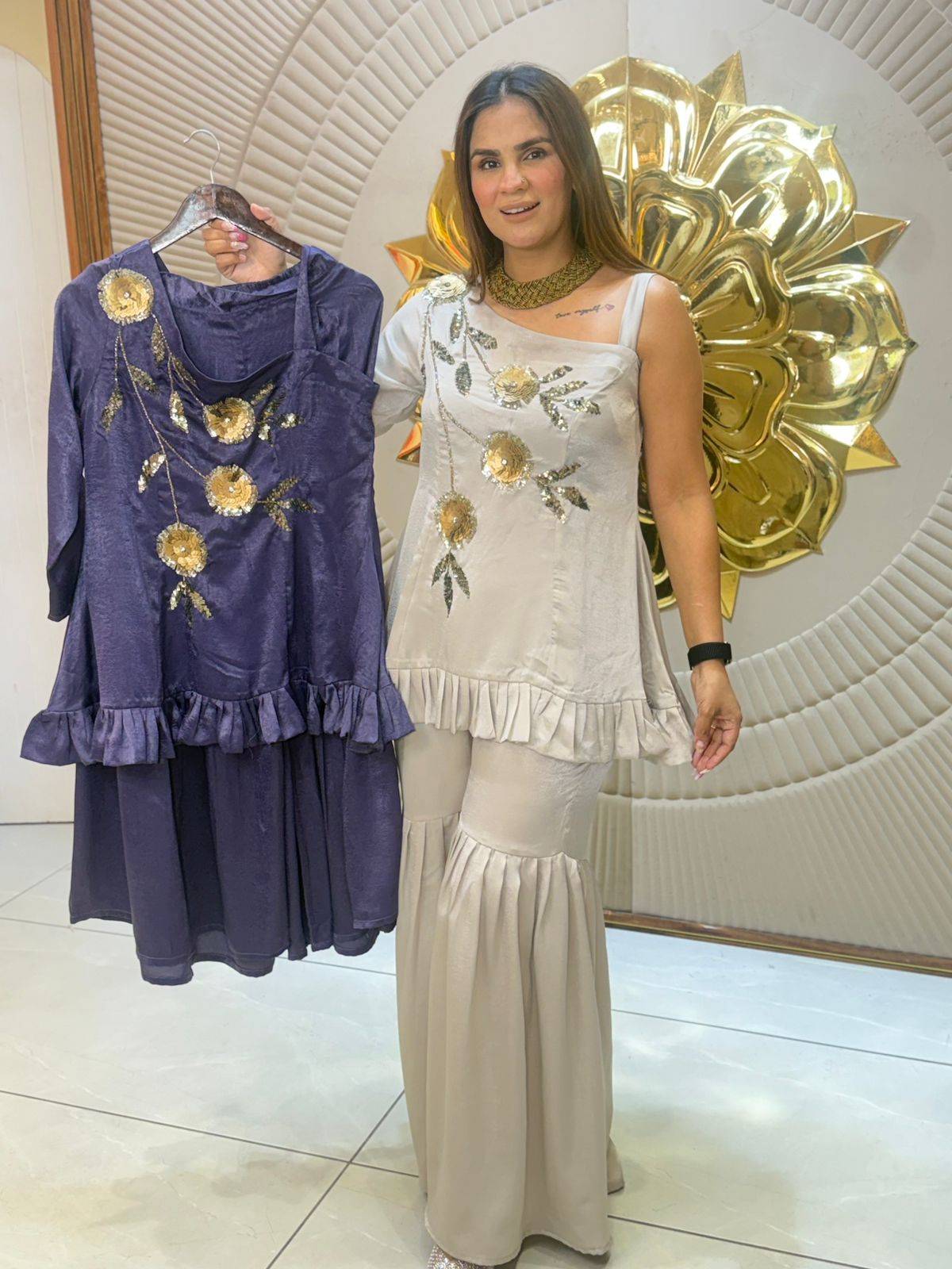 Stunning Sequence Work Sharara Co-Ord Set PC2833