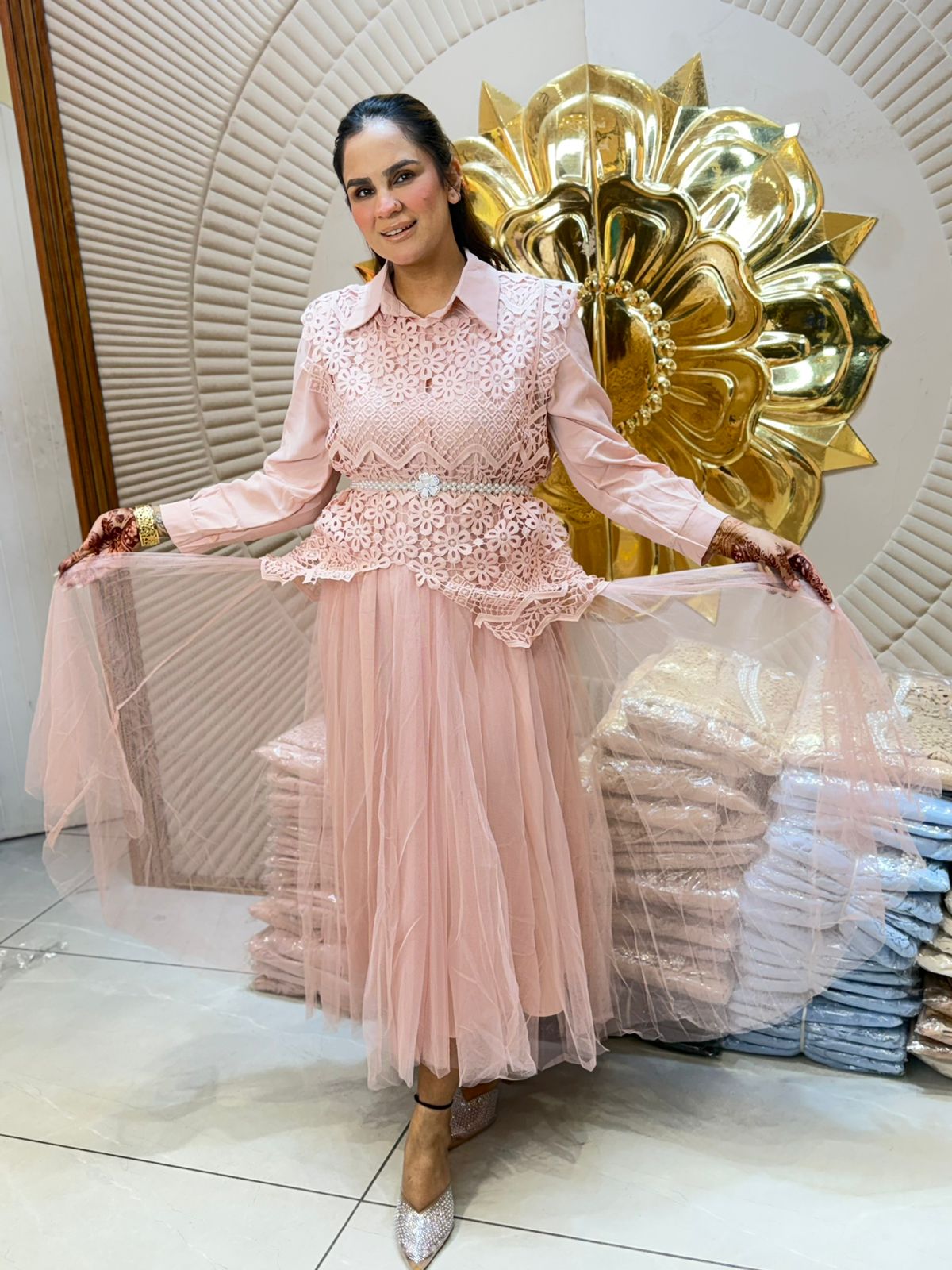 Beautiful 2pc Dress With Belt PC2840