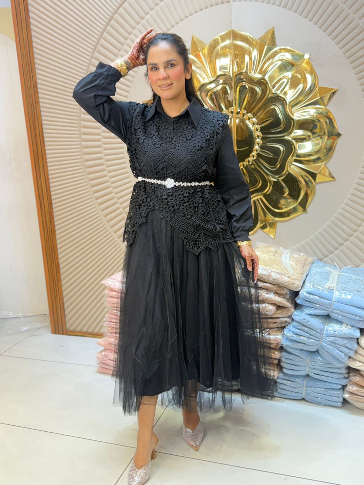 Beautiful 2pc Dress With Belt PC2840