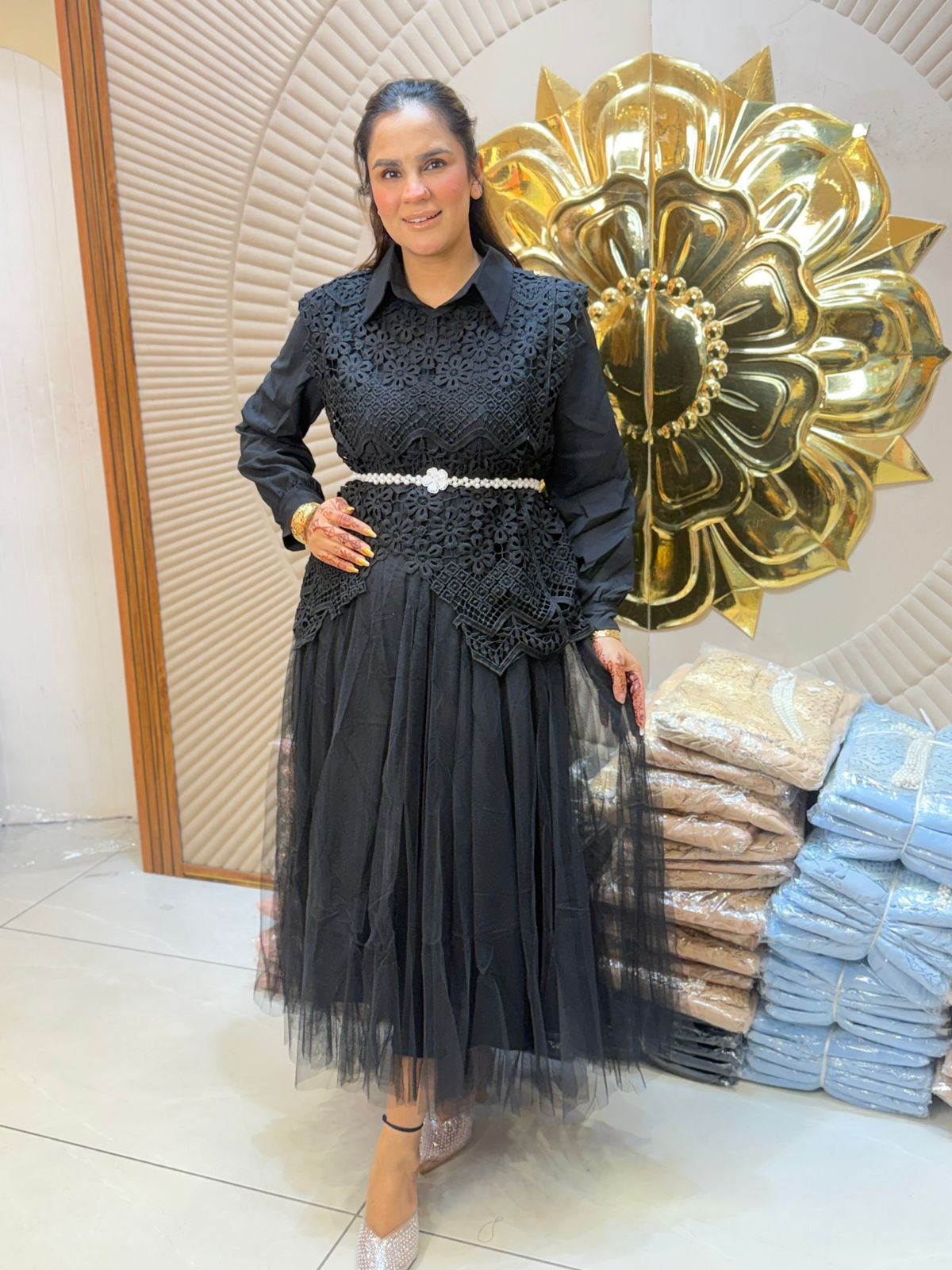 Beautiful 2pc Dress With Belt PC2840