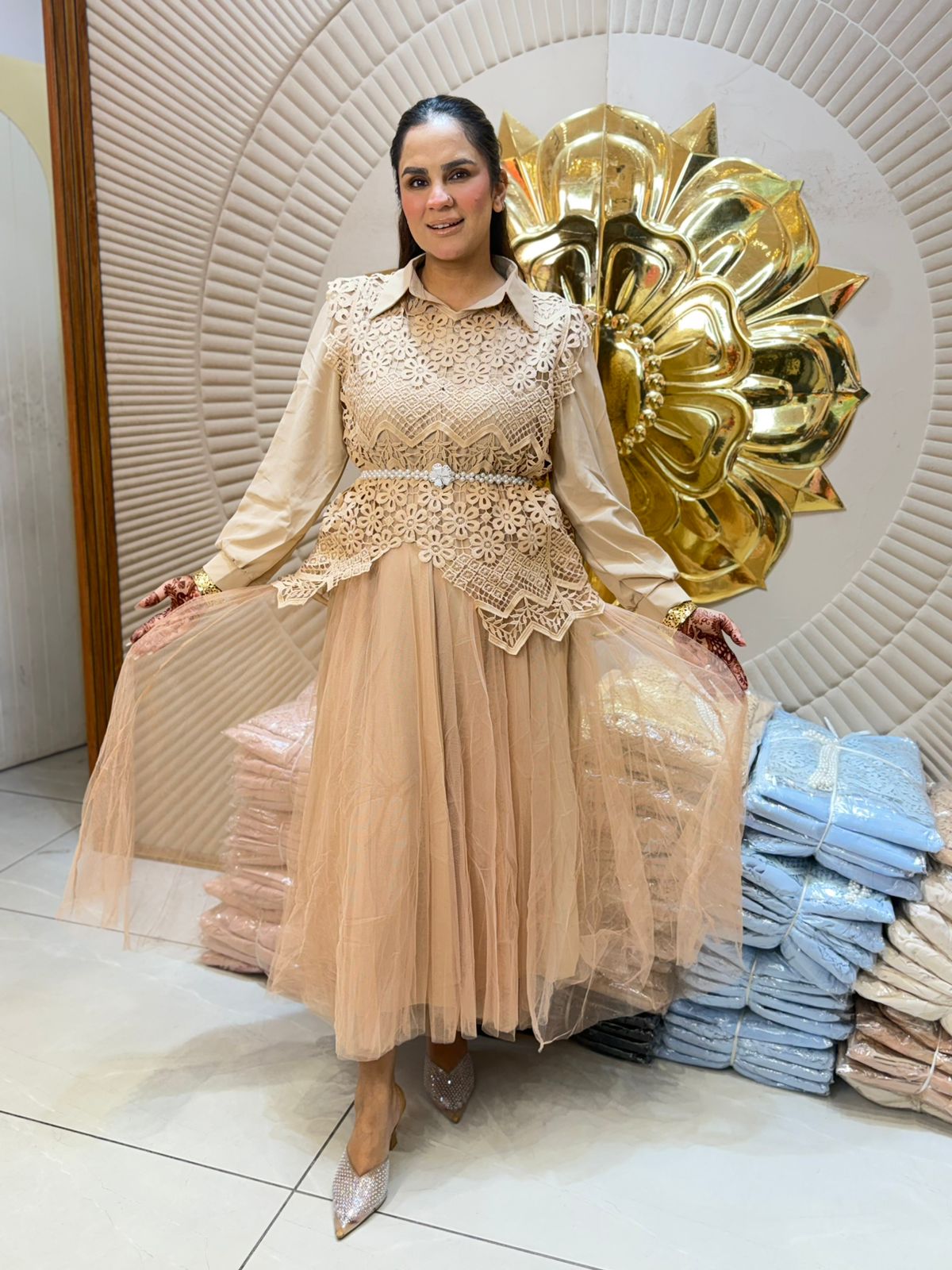 Beautiful 2pc Dress With Belt PC2840