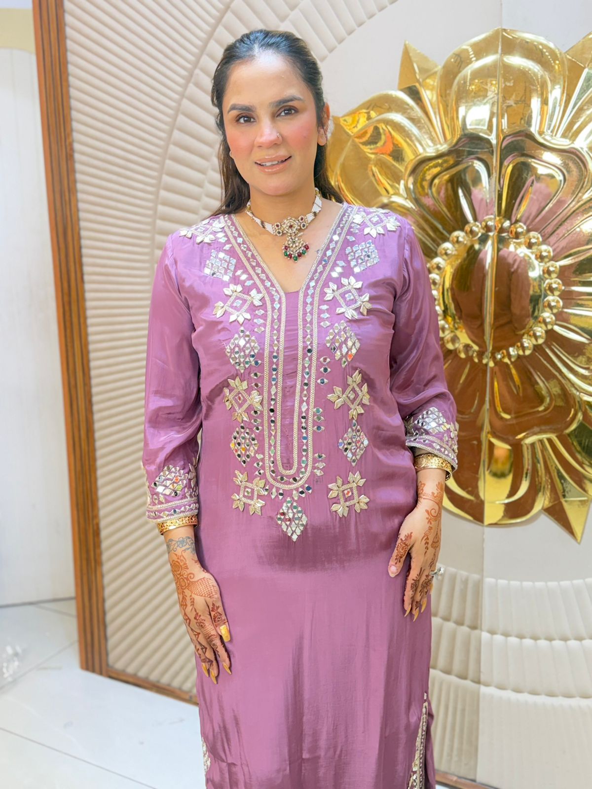 Beautiful Mirror Work Long Suit PC2841