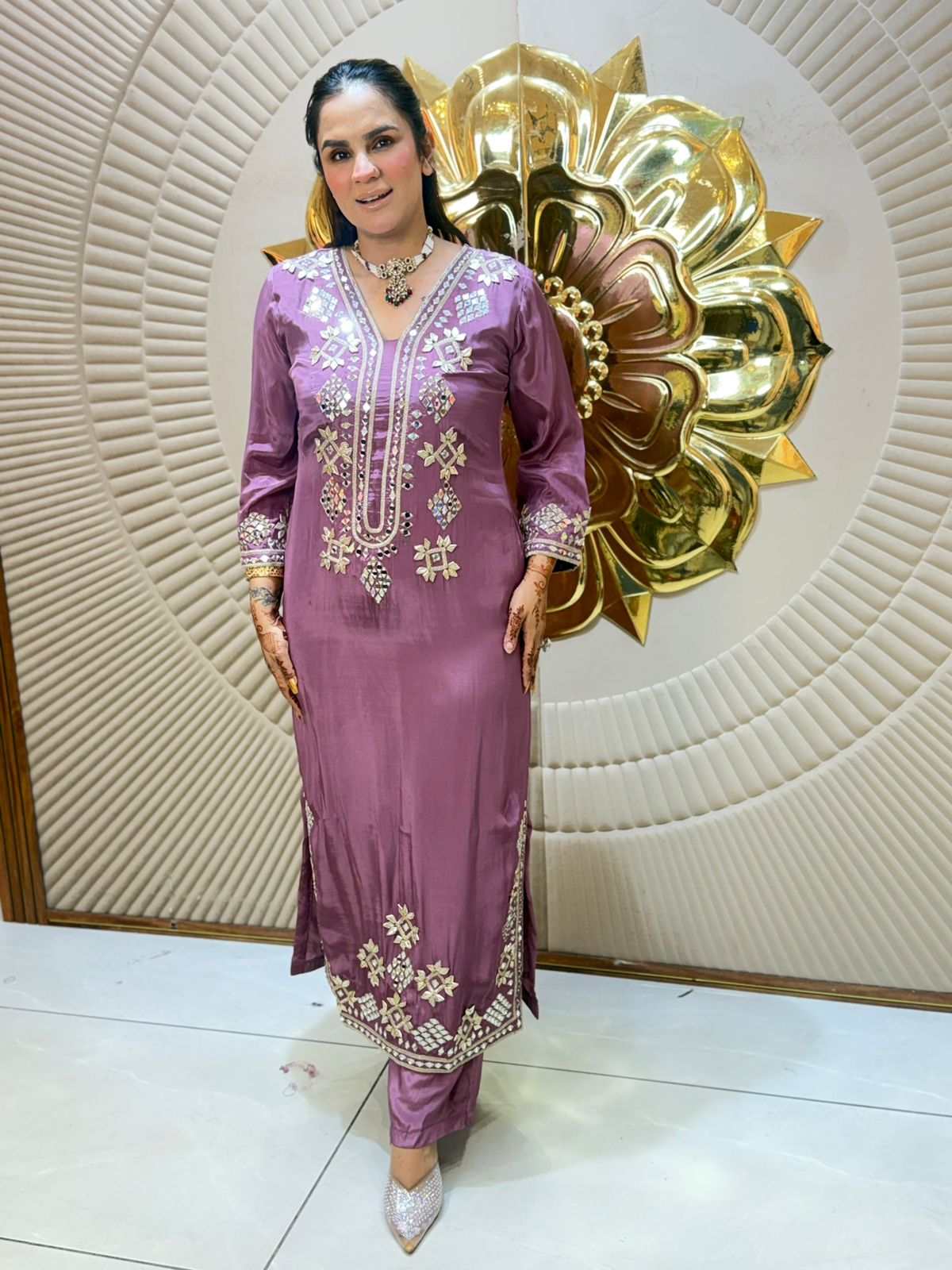Beautiful Mirror Work Long Suit PC2841