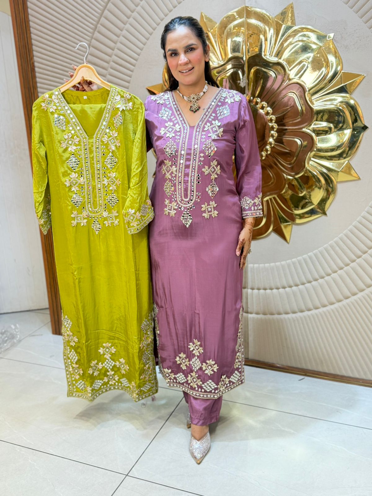 Beautiful Mirror Work Long Suit PC2841