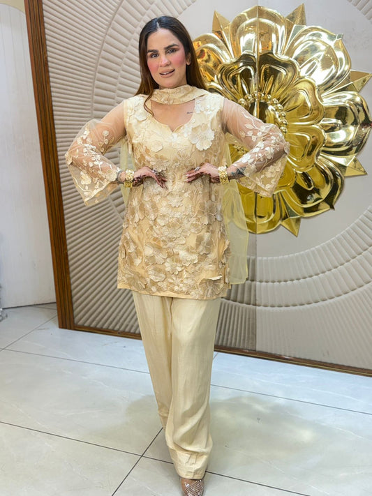 Beautiful 3D Floral Work Suit PC2869