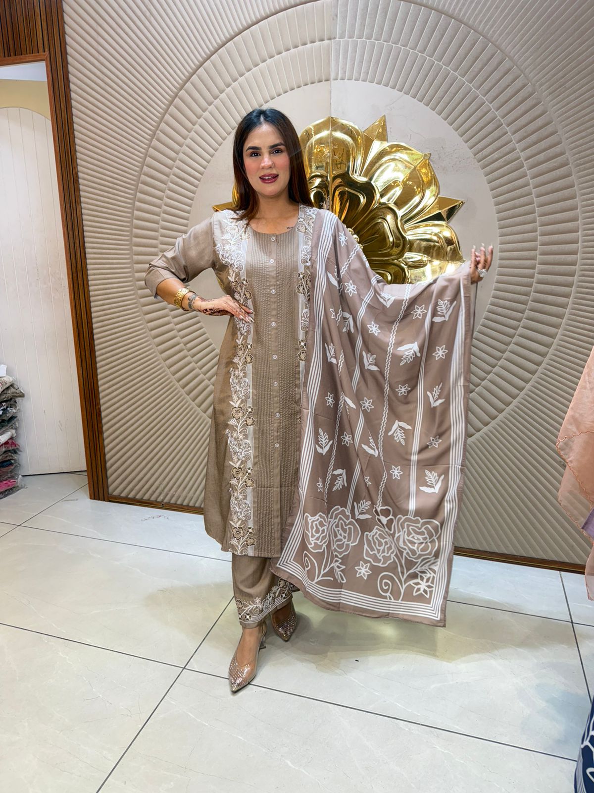 Beautiful Embroidery Work Long Suit PC2873