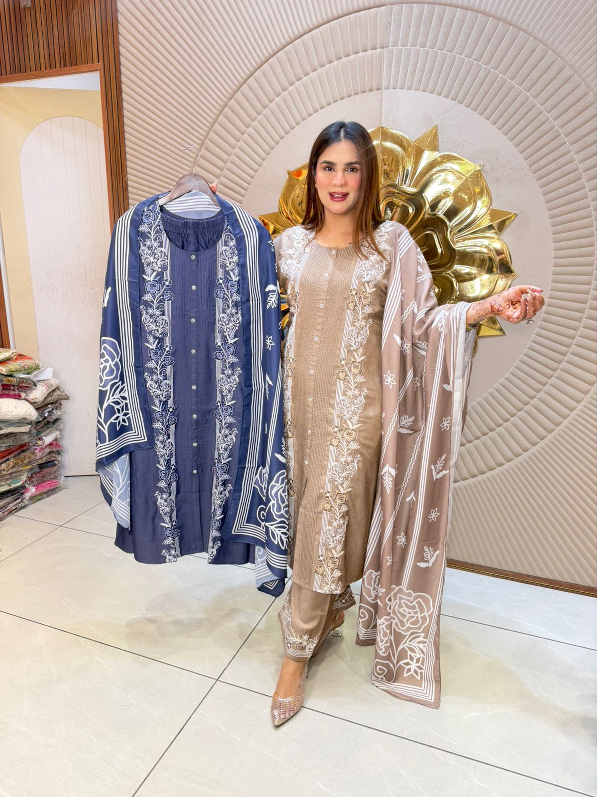 Beautiful Embroidery Work Long Suit PC2873