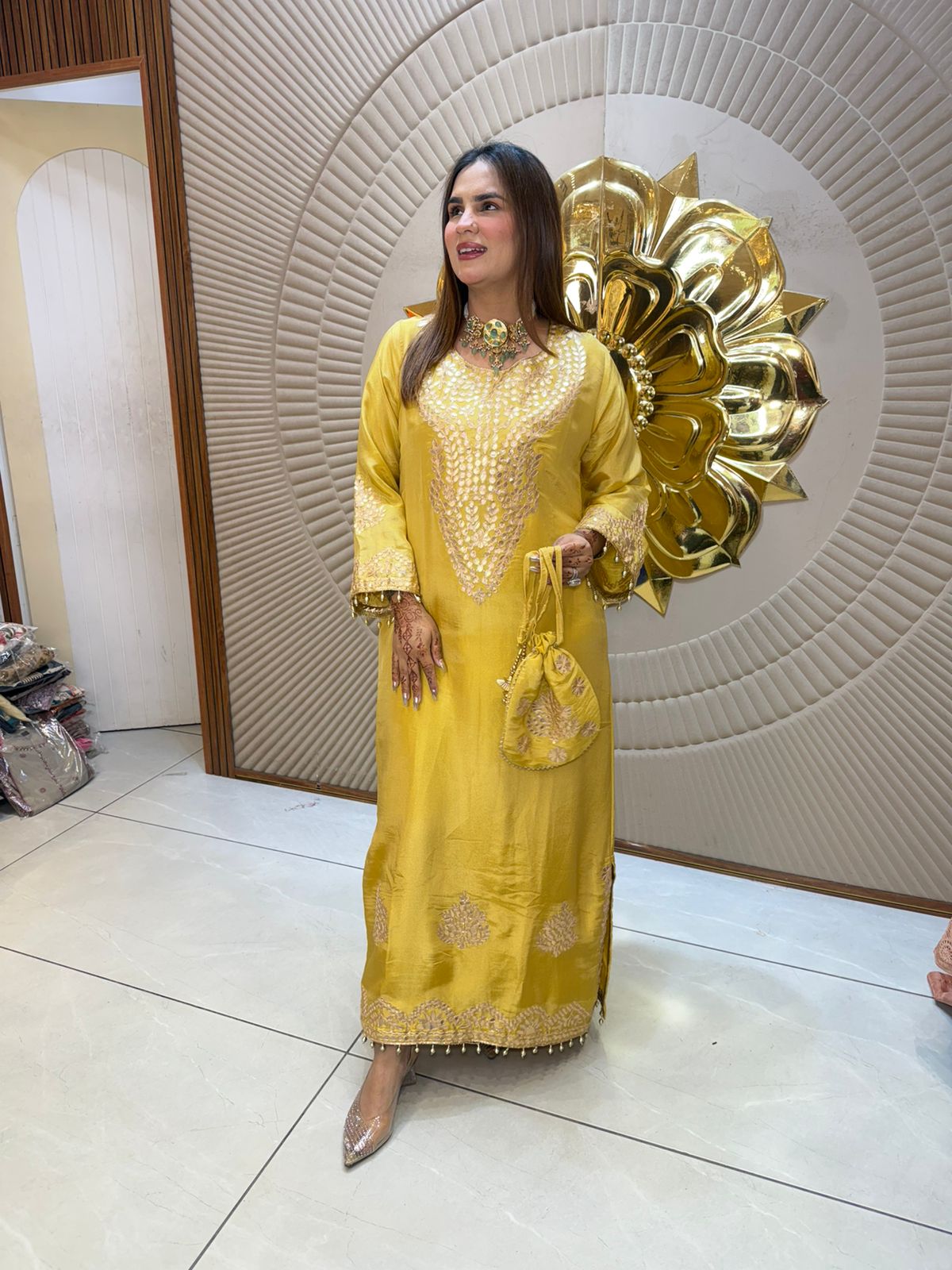 Stunning Indo-Western Dress With Potli PC2875