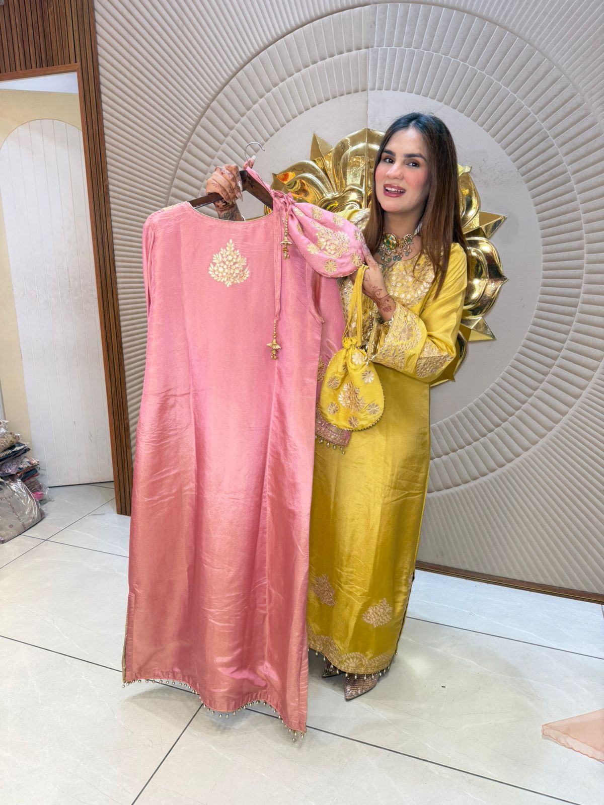 Stunning Indo-Western Dress With Potli PC2875