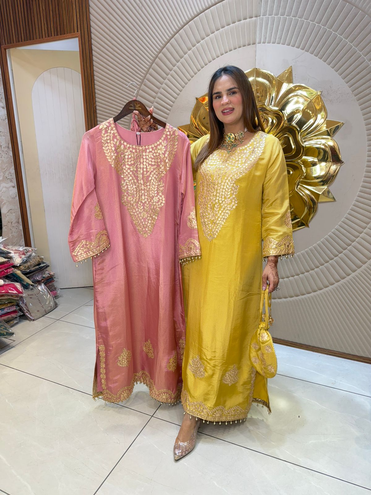 Stunning Indo-Western Dress With Potli PC2875