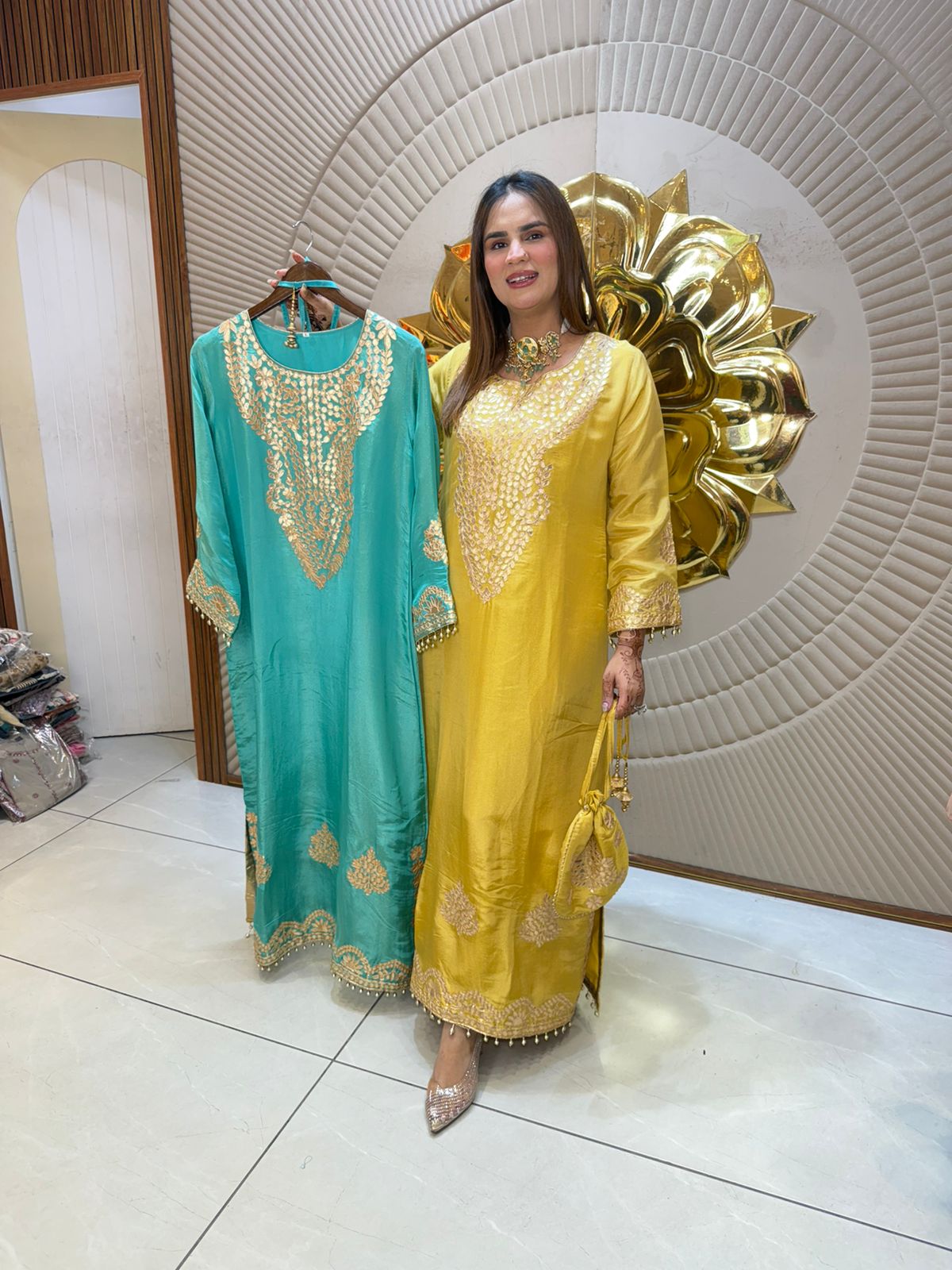 Stunning Indo-Western Dress With Potli PC2875