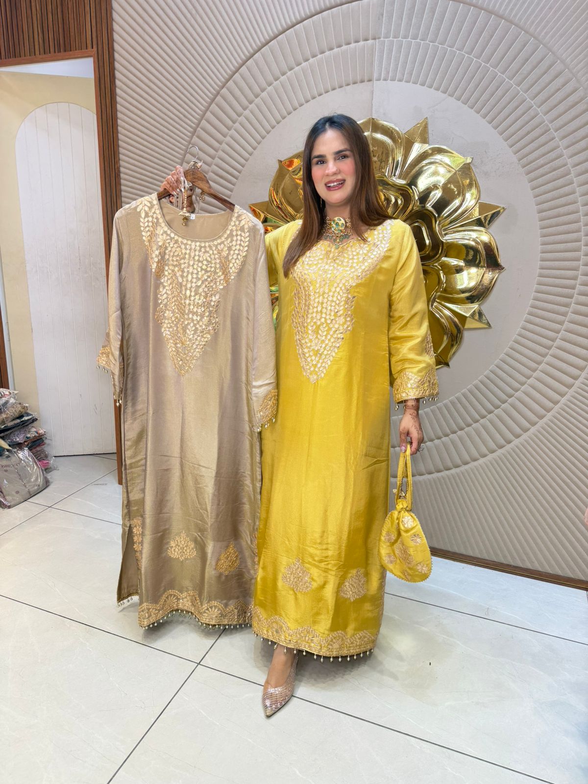 Stunning Indo-Western Dress With Potli PC2875