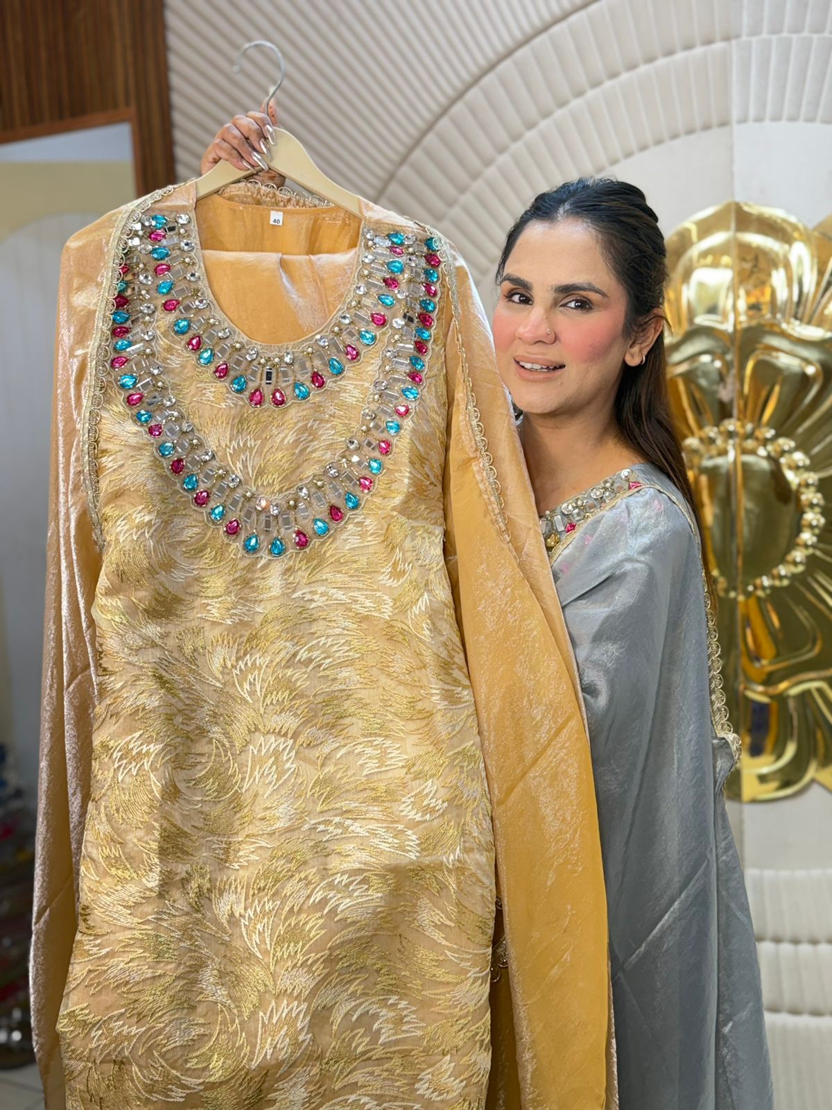 Beautiful Suit With Stone Work PC2885