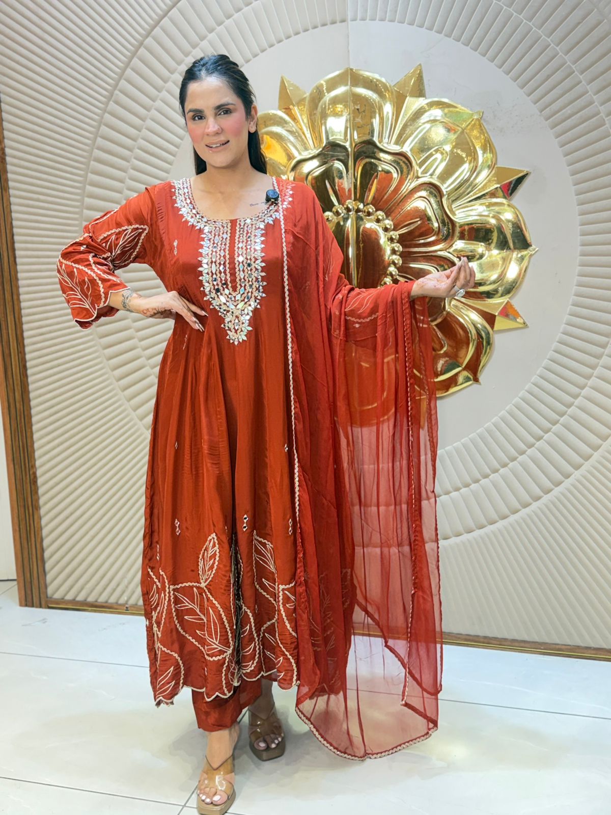 Stunning Anarkali Suit With Mirror Work PC2887